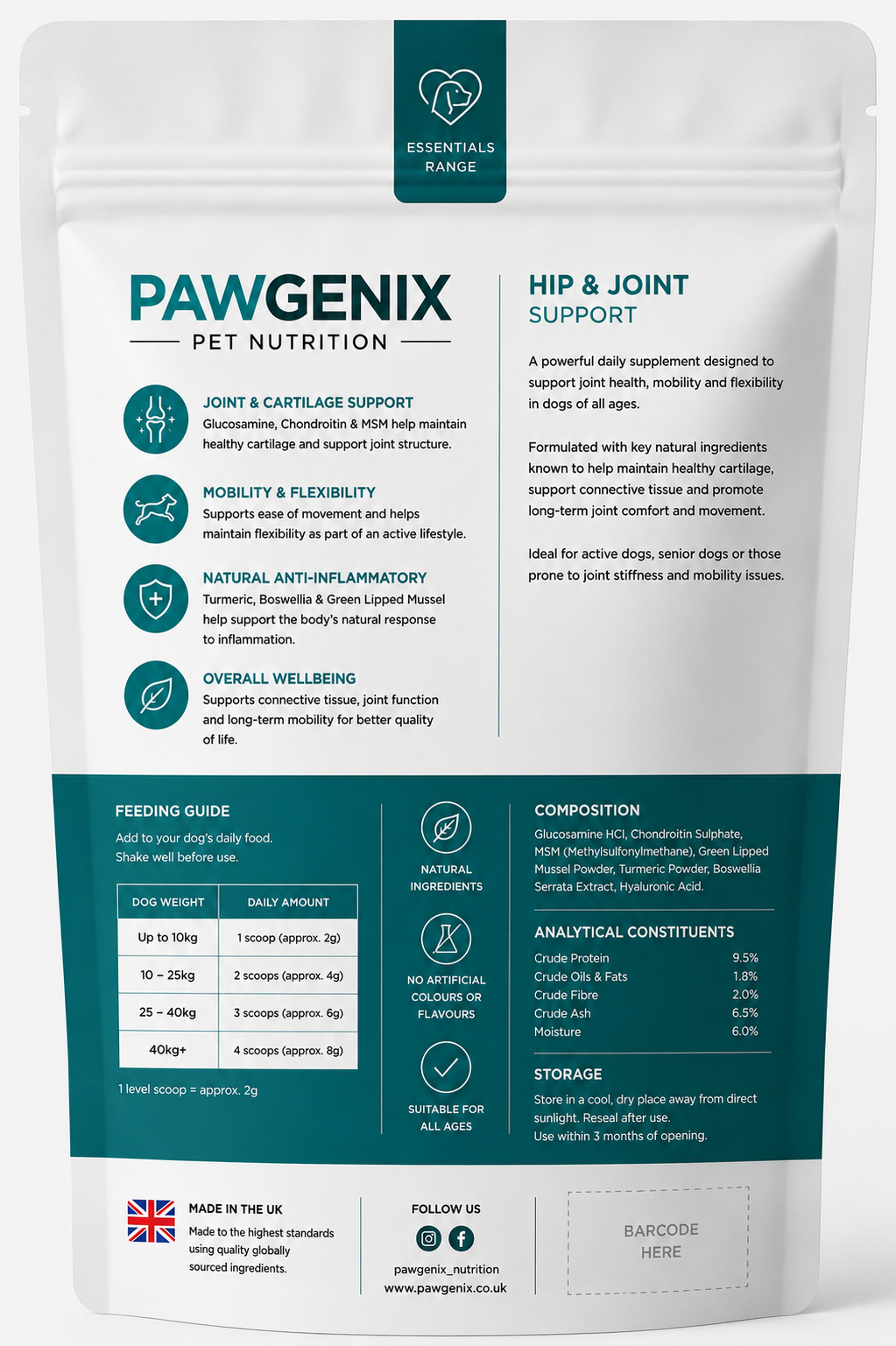 Pawgenix Hip & Joint Supplement Powder
