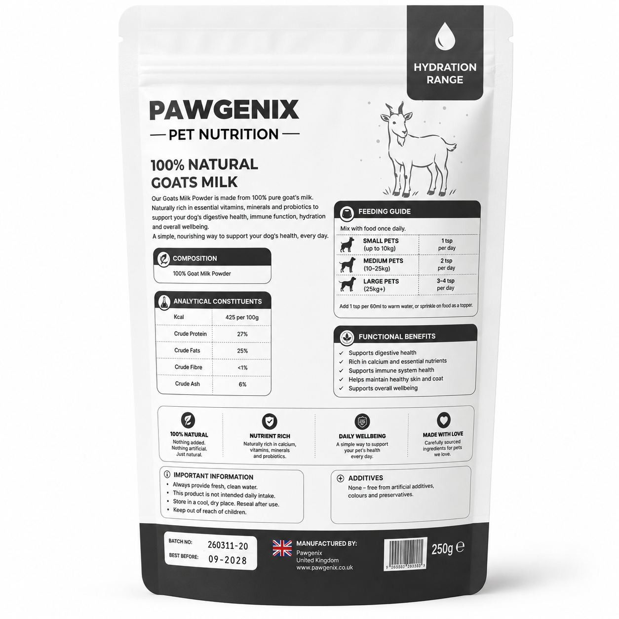 Pawgenix 100% Natural Goats Milk Powder